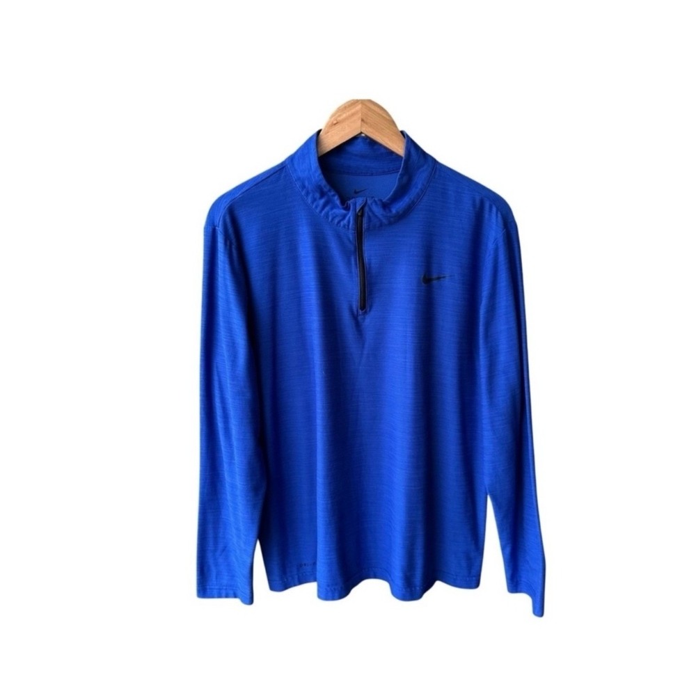 Nike Sweater Top Dri FIT Quarter Zip Pullover Royal Blue Training Mens Large